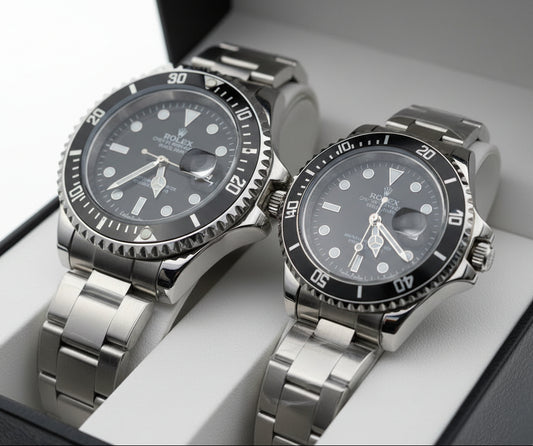 Relojes Rolex Pareja Submariner Plateado + Caja De Lujo  GRATIS