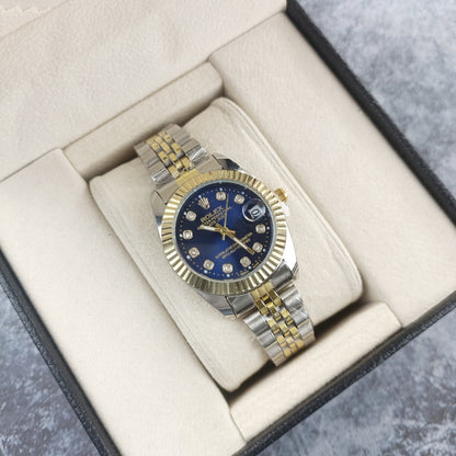Rolex Femenino Date Just Bisel Estriado Imperial Azul Mar