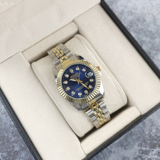 Rolex Femenino Date Just Bisel Estriado Imperial Azul Mar